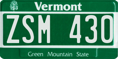 VT license plate ZSM430