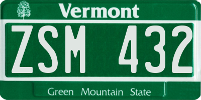 VT license plate ZSM432