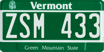 VT license plate ZSM433