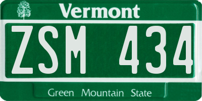 VT license plate ZSM434