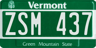 VT license plate ZSM437
