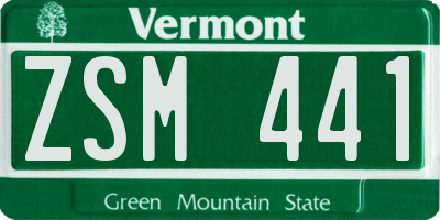 VT license plate ZSM441