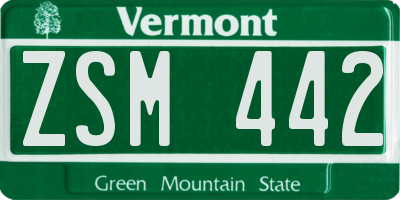 VT license plate ZSM442