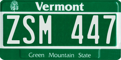VT license plate ZSM447