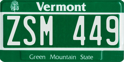 VT license plate ZSM449