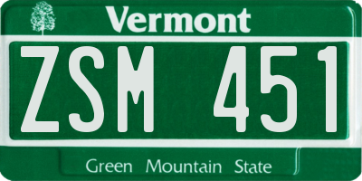 VT license plate ZSM451