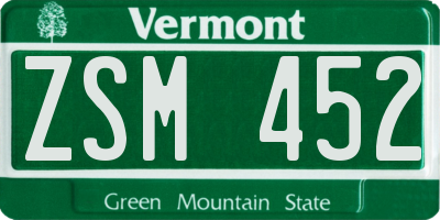 VT license plate ZSM452