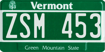 VT license plate ZSM453