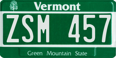 VT license plate ZSM457