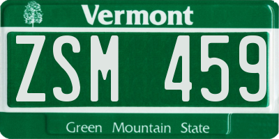 VT license plate ZSM459