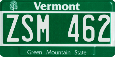 VT license plate ZSM462