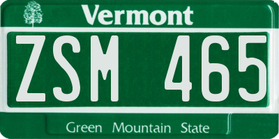 VT license plate ZSM465