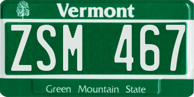VT license plate ZSM467