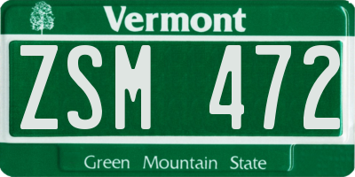 VT license plate ZSM472