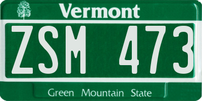 VT license plate ZSM473