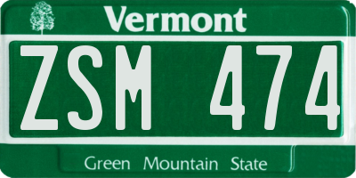 VT license plate ZSM474
