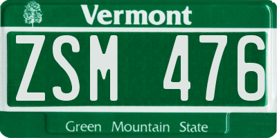 VT license plate ZSM476