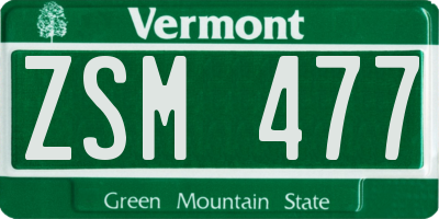VT license plate ZSM477