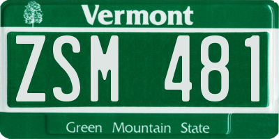 VT license plate ZSM481