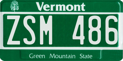 VT license plate ZSM486