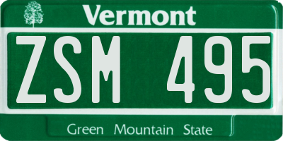 VT license plate ZSM495