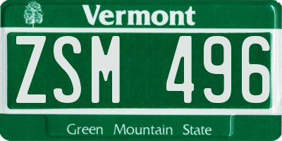 VT license plate ZSM496