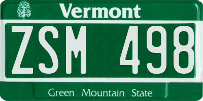 VT license plate ZSM498