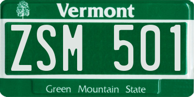 VT license plate ZSM501