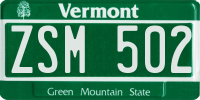 VT license plate ZSM502