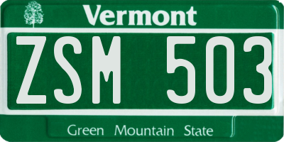 VT license plate ZSM503