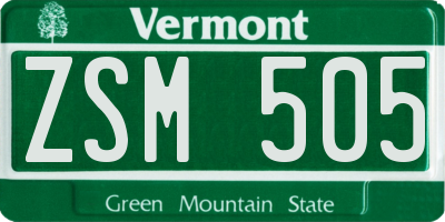 VT license plate ZSM505