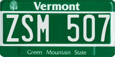 VT license plate ZSM507