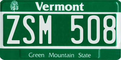 VT license plate ZSM508