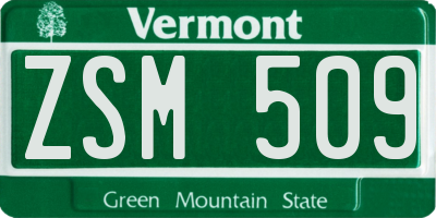 VT license plate ZSM509