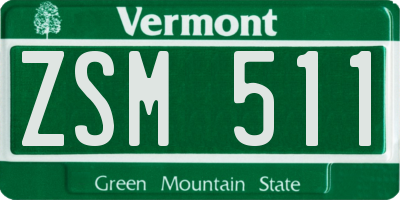 VT license plate ZSM511