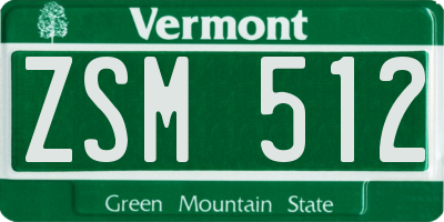 VT license plate ZSM512