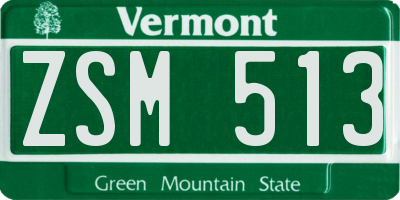 VT license plate ZSM513