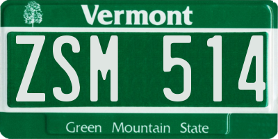 VT license plate ZSM514