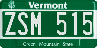 VT license plate ZSM515