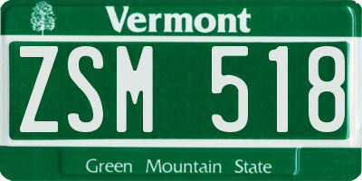 VT license plate ZSM518