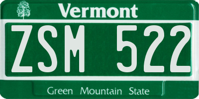 VT license plate ZSM522