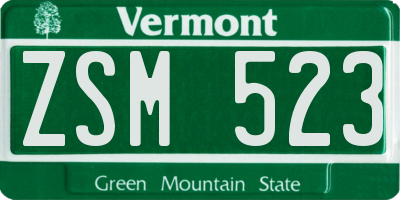 VT license plate ZSM523