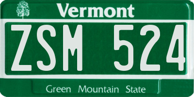 VT license plate ZSM524