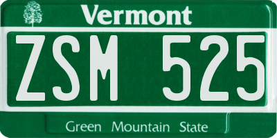 VT license plate ZSM525