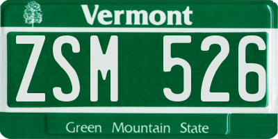 VT license plate ZSM526