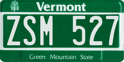 VT license plate ZSM527