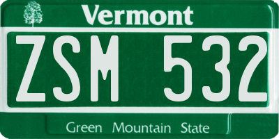 VT license plate ZSM532