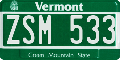 VT license plate ZSM533