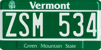 VT license plate ZSM534