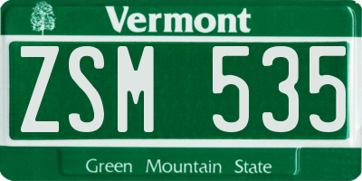 VT license plate ZSM535